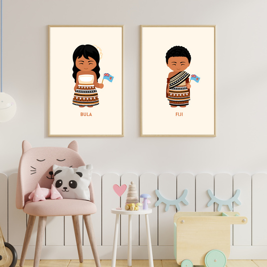 Traditional Fijian Dress Digital Wall Art (Set of Two)