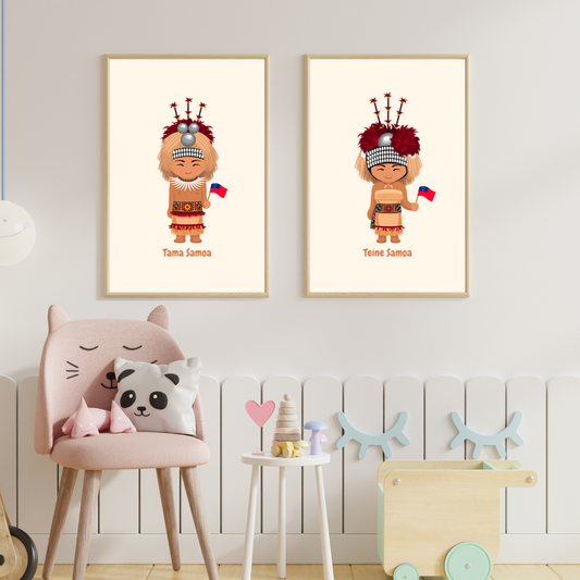 Traditional Samoan Dress Digital Wall Art (Set of Two)