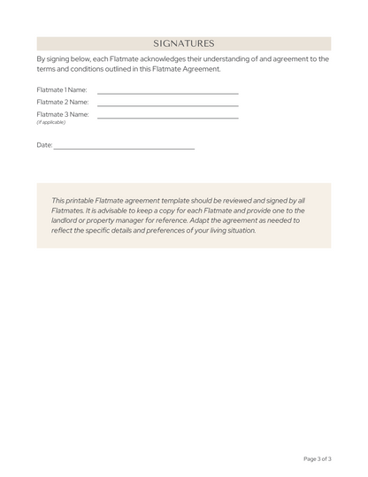 FREE DOWNLOAD: Flatmate Agreement