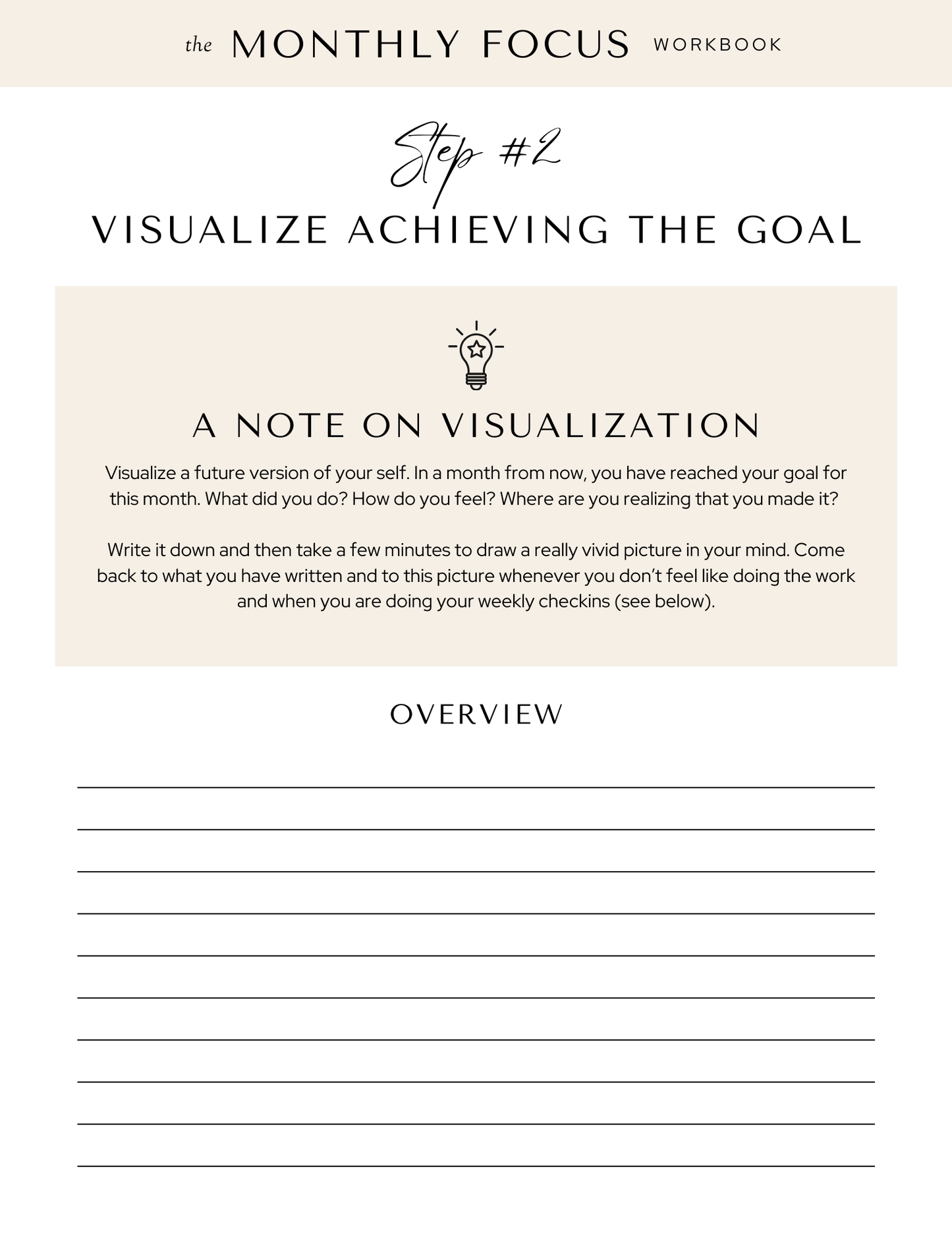 The Monthly Focus Workbook - A Step-by-Step Guide to Achieving Your Goals