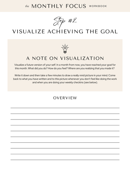 The Monthly Focus Workbook - A Step-by-Step Guide to Achieving Your Goals